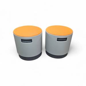lot 95 image: 2 Steelcase Turnstone Buoy Orange & Grey Seats that retail new for $395 each
