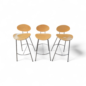 lot 124 image: 3 Chrome & Wood Stools