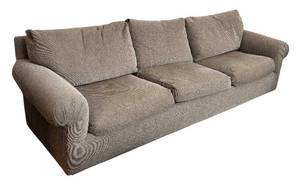 lot 24R image: LR - Custom Upholstered Sofa in Toast Chenille
