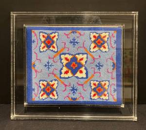 lot 45R image: LL - Vintage Lucite Tray with Needlepoint Inlay