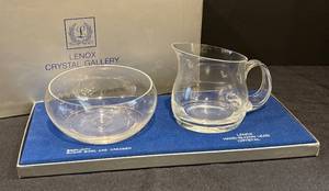 lot 46BB image: LL - Lenox Crystal Gallery Hand-Blown Lead Crystal Sugar Bowl & Creamer Set