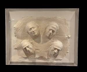 lot 47KL image: LL - Four-Head Bust Relief in Lucite Case - Original Art
