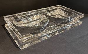 lot 48R image: LL - Lucite Two-Bowl Serving Dish Tray