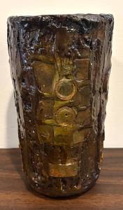 lot 64R image: LL - Artisan Crafted Mosaic Style Ceramic Vase - Glazed Tile Pattern