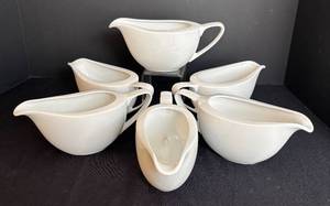 lot 158R image: LR - Six Crate & Barrel Porcelain Gravy Boats