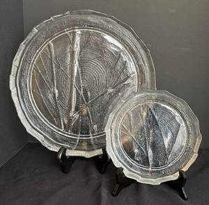 lot 160R image: LR - Two Kosta Boda Bamboo  Tree Branch Platters