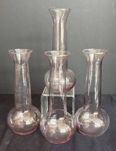 lot 183R image: LR - Four Pretty Pink Glass Vases