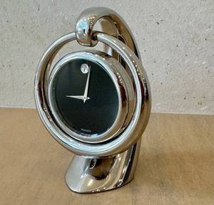 lot 184R image: K - Silver Chrome Ring Movado Desk Clock