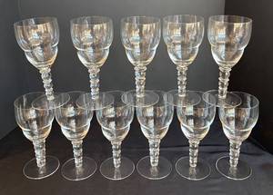 lot 329R image: DR - Vintage Crystal Stemware Goblets - 10 Elegant Wine Glasses