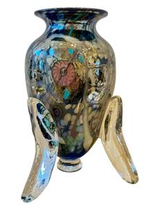 lot 8J image: David Tate Handblown Art Glass Vase Multicolor Mosaic