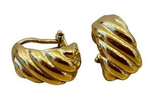 lot 10J image: Pair of Italian 18K Gold Earrings