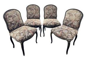 lot 16N image: O - Vintage French Provincial Upholstered Chairs - Set of 4