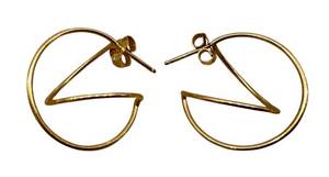 lot 18J image: Pair of 14K Gold Geometric Hoop Earrings