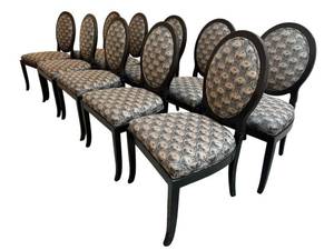 lot 23N image: DR - Joseph Hoffman Dining Chairs - Ebony Limousine Finish, William Switzer Upholstery (Lot of 10)