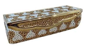 lot 24D image: Judith Lieber Bedazzled Lipstick Case - Gold-Tone Rhinestone Minaudiere