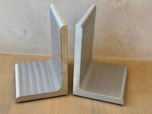 lot 221D image: O - Brushed Aluminum Bookends Pair