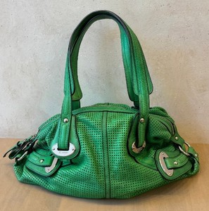lot 229DD image: Makowsky Green Perforated Leather Shoulder Bag