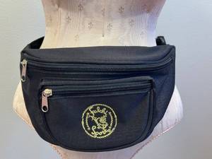 lot 232D image: Falchi Sports Fanny Pack - Black Nylon Waist Bag with Gold Logo
