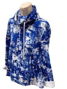 lot 239D image: Helmut Lang Blue White Paint-Splatter Hoodie - Size L