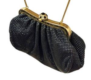 lot 242D image: Whiting and Davis Beaded Evening Bag - Black