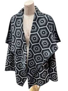 lot 243D image: Elliott Lauren Geometric Hexagon Print Wool-Blend Wrap Cardigan - Size 8