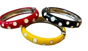 lot 282D image: Polka Dot Enamel Bracelets - Set of 3 - Red, Yellow & Black