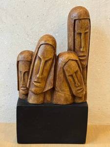 lot 291D image: K - Replica Alva Museum Four Leaning Faces Sculpture