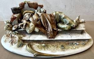 lot 163N image: GR - Vintage Antonio Borsato Porcelain Figurine - Sleeping Hobo