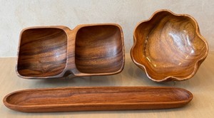 lot 170N image: DR - Vintage Waikiki Woods Monkey Pod Hawaii - 3-Piece Serving Set