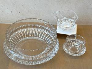 lot 172N image: DR - Gorham Nachtmann Lyric Crystal Serving Bowl with Creamer & Sugar Set