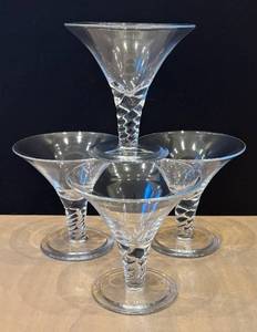 lot 337R image: DR - Vintage Crystal Martini Glasses with Twisted Stems