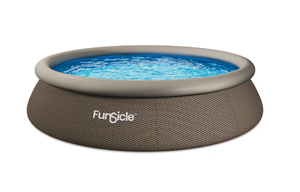 lot 4 image: Funsicle 12 ft. Wide x 36-inch Tall QuickSet Designer Pool - Dark Double Rattan with RX330 Cartridge Filter Pump