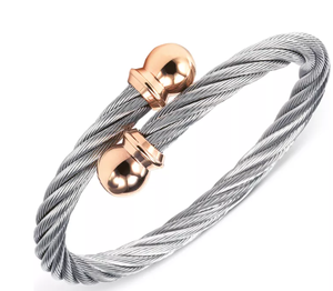 lot 5 image: CHARRIOL Unisex Celtic Two-Tone Cable Bangle Bracelet M 6 25 inches