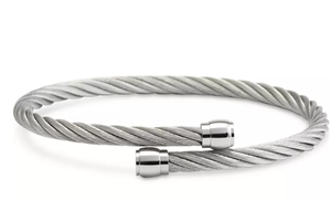 lot 6 image: CHARRIOL Unisex Cable Bypass Bangle Bracelet in Stainless Steel 6-12 (medium)