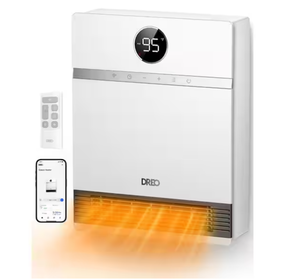 lot 30 image: DREO 1500W Smart Wall Mount Ceramic Heater, Furnace, wRemote 30° Oscillation, Adj Thermostat, Remote, Bedroom, Office, White Model 517S