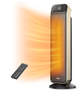 lot 51 image: DREO Space Heater Indoor, 25  Fast Portable Room Heater with Remote and Thermostat, 3 Modes, Overheating & Tip-Over Protection, Electric Heaters for Indoor Use Large Room, Bedroom, Gold