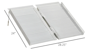 lot 101 image: HOMCOM Textured Aluminum Portable Wheelchair Ramp for Home, Steps, Doorways, Foldable Handicap Ramp 2, Threshold Ramp