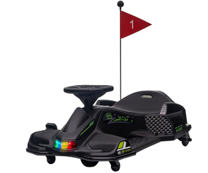 lot 105 image: Aosom 12V Electric Drifting Go Kart w Slow Start, Music, Lights, Black