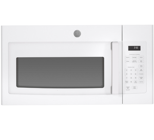 lot 113 image: GE 1.6 Cu. Ft. Over-the-Range Microwave Oven Model # JVM3160DFWW (Transit Damage. Missing Plate & Rotating Ring)