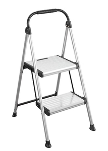 lot 132 image: Cosco 2 Step All Aluminum Step Stool Silver, 225 lb Capacity, No Assembly, Lightweight Stepping Stool for Adults