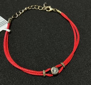 lot 9 image: MCYS Red Cord Bracelet with Diamond .16 CTTW DIA and Gold Accents Adjustable Bracelet