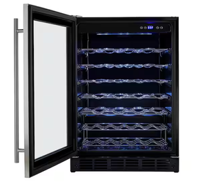 lot 79 image: Vissani 23.4 in. 50 Bottle, 154 Can, Wine and Beverage Cooler with Stainless Steel Door Model # HVBC58ST (Minor Transit Damage, Door Is A Bit Unlined But Still Works)