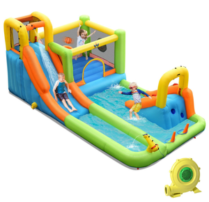 lot 85 image: Costway 8-in-1 Inflatable Water Slide Bounce House with Splash Pool and 735W Blower (Slightly Used)