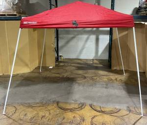 lot 87 image: DSG 10 x 10 Slant Leg Canopy (Used, Screenprint On Canopy, Connection To 1 Leg Is Broken)