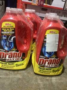 lot 308 image: LOT OF 4 Drano Max Gel Clog Remover (2 Per Pack, 160 Fl. Oz.)