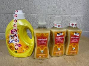 lot 349 image: LOT OF 4 Laundry Fabric Softeners (Suavitel 105 fl. oz., Method 53.5 fl. oz.)