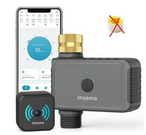 lot 141 image: Insoma WiFi Hose Timer with Brass Inlet, Smart Water Timer 1 Zone, Sprinkler Timer wWiFi hub for Remote Control via 2.4Ghz WiFi, VoiceApp Controls with Alexa & Google Assistant(Missing Hose Connector & Seal Tape)