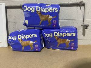 lot 232 image: LOT OF 3 up&up Dog Diapers - 18ct Per Pack - LXL 22-37 Waist, Over 70 Lb.