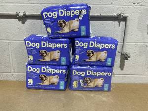 lot 238 image: LOT OF 5 up&up Dog Diapers - 18ct Per Pack - Small 12-19, Waist 10-35 Lb.