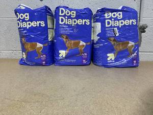 lot 239 image: LOT OF 3 up&up Dog Diapers - 18ct Per Pack - LXL 22-37 Waist, Over 70 Lb.